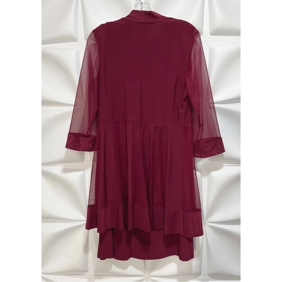 R&M Richards Sz S Red Slinky Glitter Swing Jacket and Shift Dress Formal Set - Picture 9 of 15